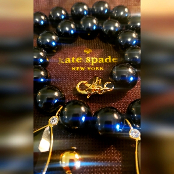 SOLD-KATE spade Black and Gold Crystal Accented Necklace - Picture 7 of 14